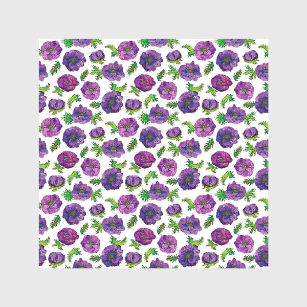 Скатерть «Паттерн фиолетовые анемоны»