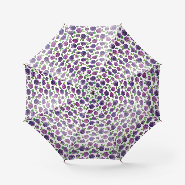 Зонт &laquo;Паттерн фиолетовые анемоны&raquo;