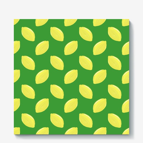 Холст «лимоны на зеленом фоне летний фруктовый паттерн»