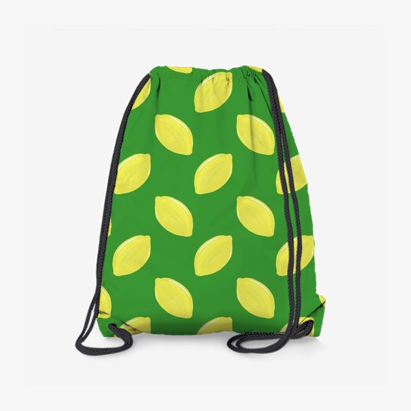 Рюкзак «лимоны на зеленом фоне летний фруктовый паттерн»