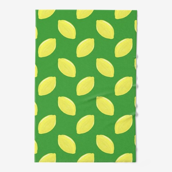 Полотенце &laquo;лимоны на зеленом фоне летний фруктовый паттерн&raquo;