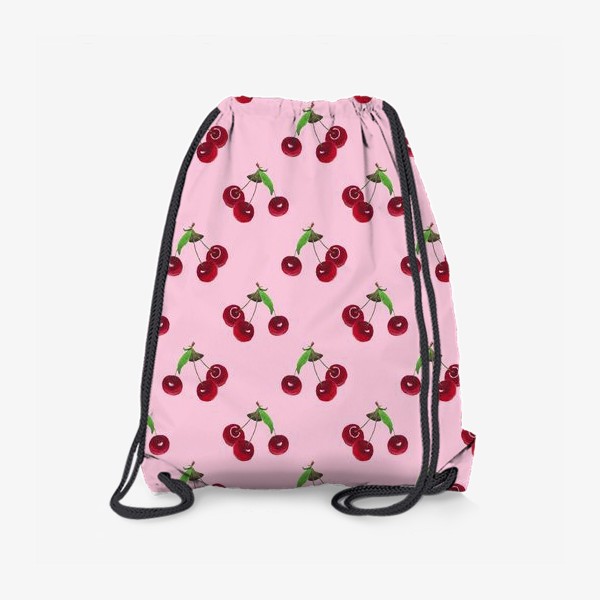 Рюкзак «вишня на розовом фоне летний яркий сочный паттерн»