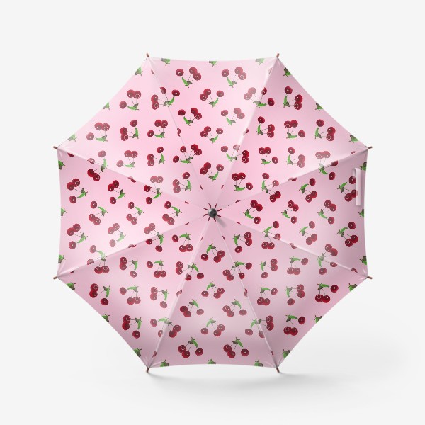 Зонт &laquo;вишня на розовом фоне летний яркий сочный паттерн&raquo;
