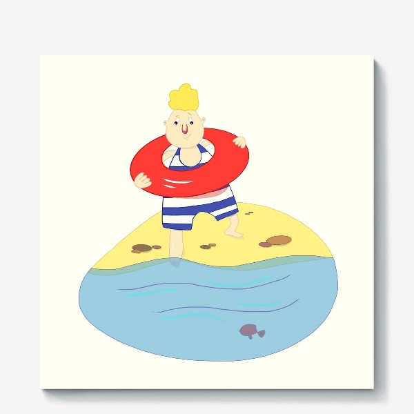 Холст &laquo;Мальчик на море. Летнее настроение. Плавание. &raquo;