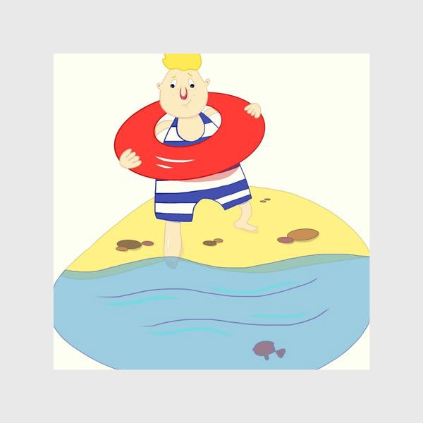 Шторы «Мальчик на море. Летнее настроение. Плавание. »