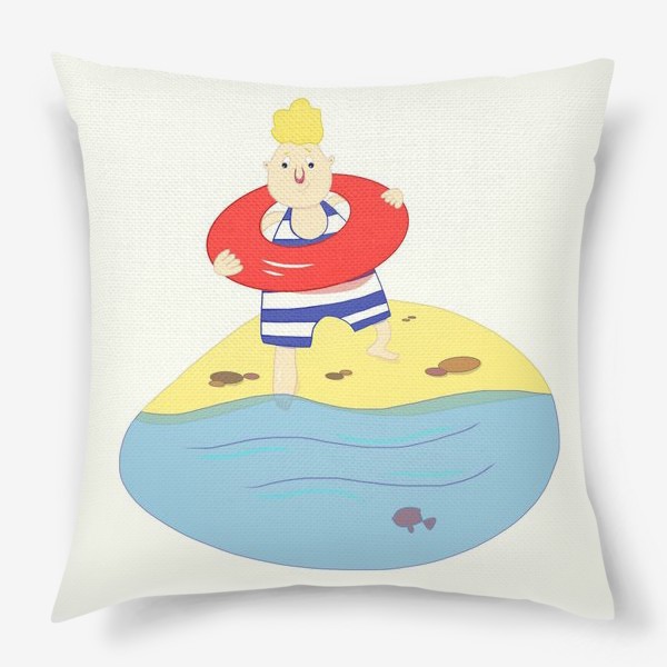 Подушка «Мальчик на море. Летнее настроение. Плавание. »