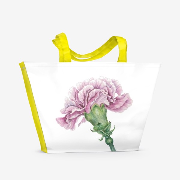Пляжная сумка «Розовая гвоздика ветка Carnation»