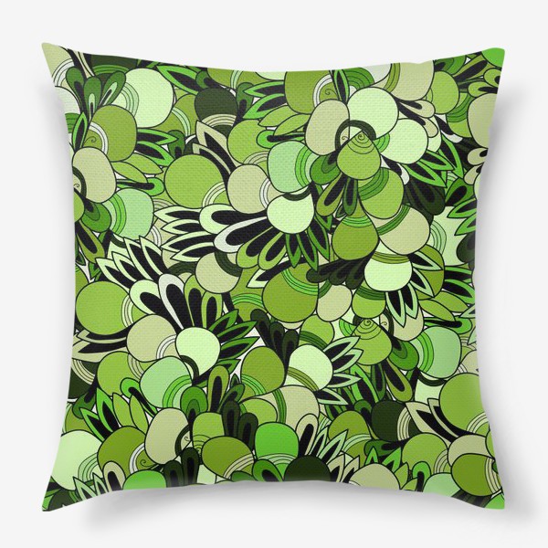 Подушка «Абстрактные зеленые листики»