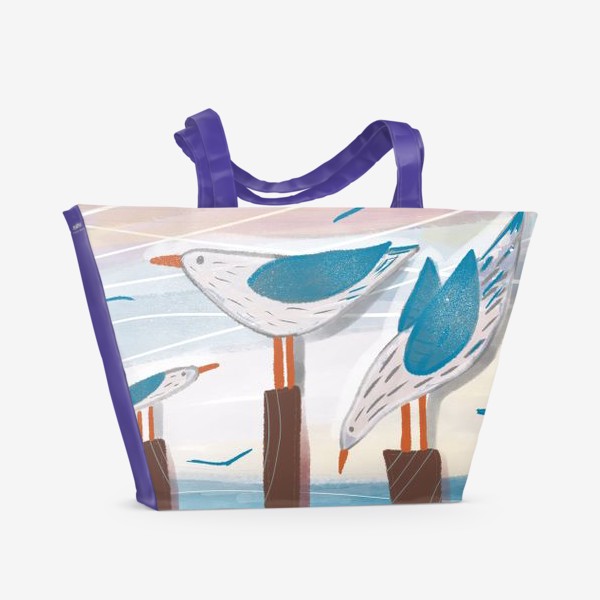 Пляжная сумка «Чайки и море»