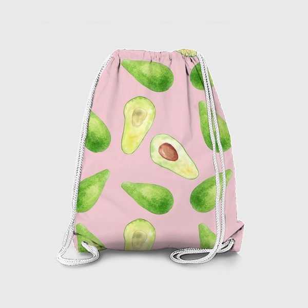 Рюкзак «Авокадо, летний акварельный фруктовый принт на розовом фоне. Природа, растения.»