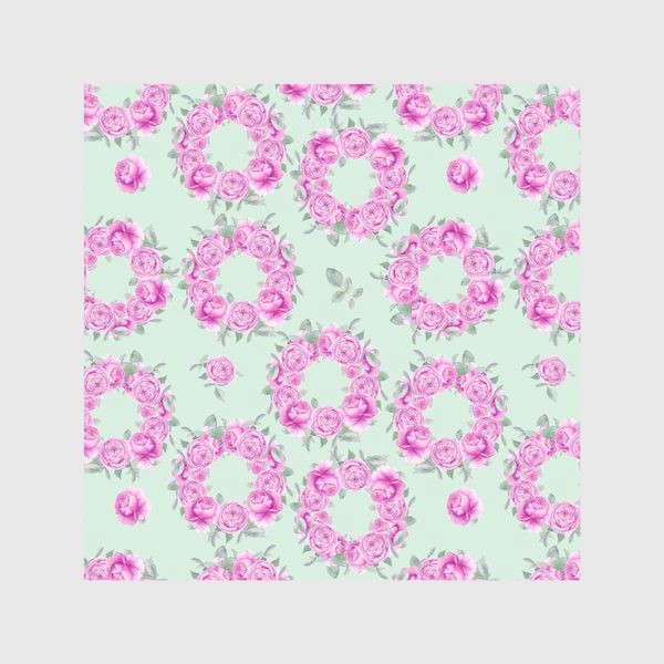 Скатерть «Розовые розы, летний цветочный акварельный принт на зеленом фоне»