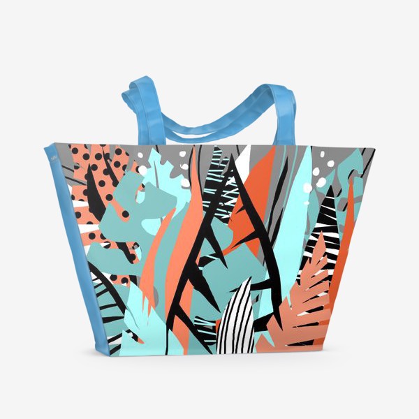 Пляжная сумка &laquo;Растения мятные и коралловые&raquo;