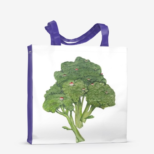 Сумка-шоппер «Обитаемые броколли акварельная иллюстрация »