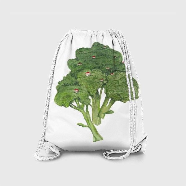 Рюкзак «Обитаемые броколли акварельная иллюстрация »