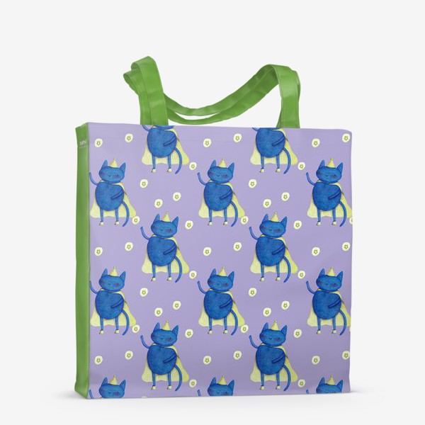 Сумка-шоппер &laquo;Символ 2023 - кот. Подарок на Новый год. Кот с волшебной палочкой на фиолетовом фоне&raquo;