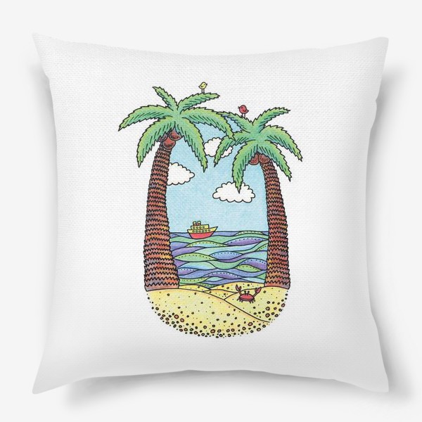 Подушка «Пальмы на пляже»