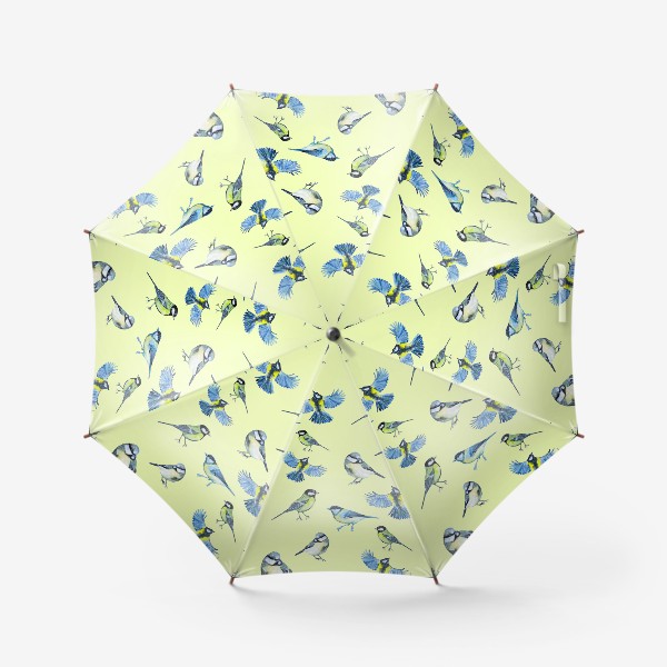 Зонт «Синички. Желтый фон»