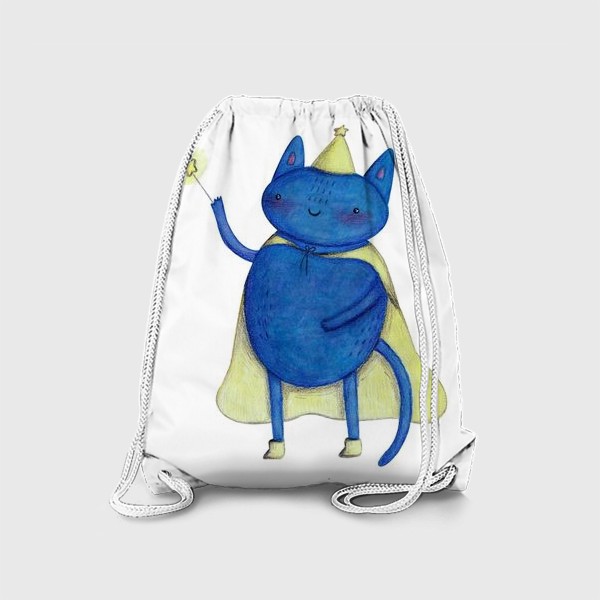 Рюкзак «Символ 2023 - кот. Подарок на Новый год. Милый кот волшебник с волшебной палочкой. Подарок ребенку»