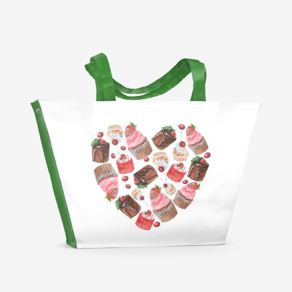 Пляжная сумка «Сердце из пирожных»