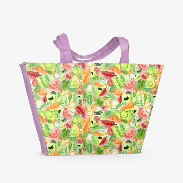 Пляжная сумка «Овощи витамины vegetables огурец помидор перец зелень»