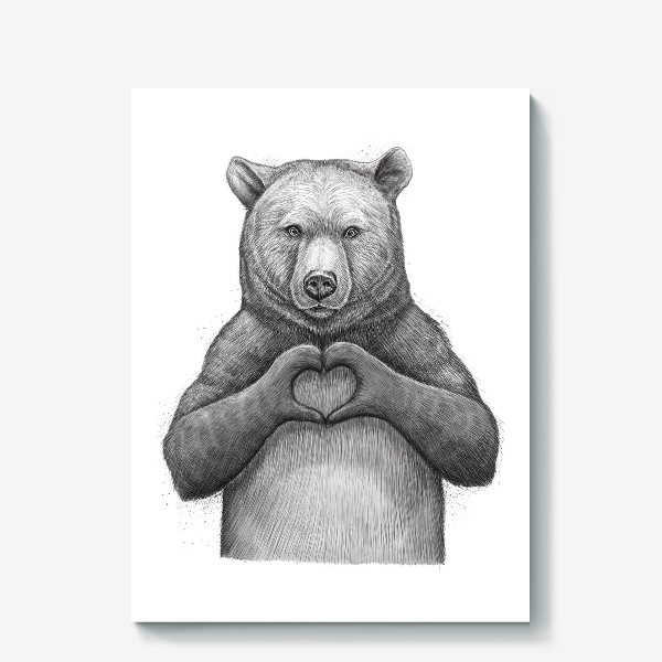 Холст «Медведь с сердцем»