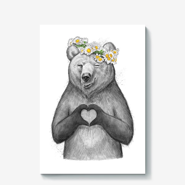 Холст «Медведица с сердцем»