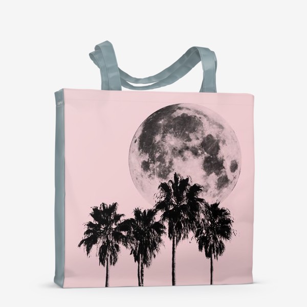 Сумка-шоппер &laquo;Пальмы и луна на розовом фоне&raquo;