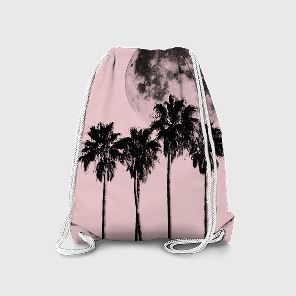 Рюкзак «Пальмы и луна на розовом фоне»