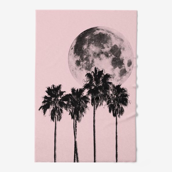 Полотенце &laquo;Пальмы и луна на розовом фоне&raquo;