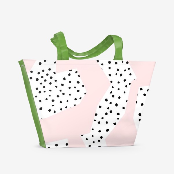 Пляжная сумка &laquo;Точки с розовыми полосами принт стильный скандинавский&raquo;