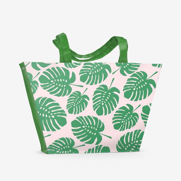 Пляжная сумка &laquo;Листья тропической монстеры рисунок&raquo;