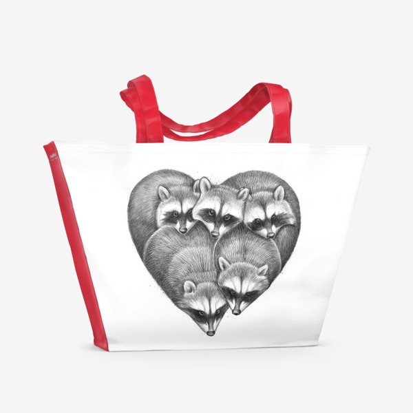 Пляжная сумка «Сердце из енотов»