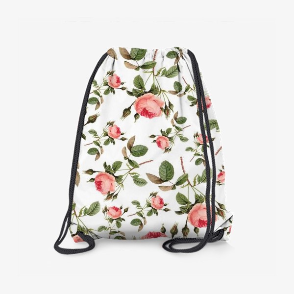 Рюкзак «Розы рисунки на белом фоне»