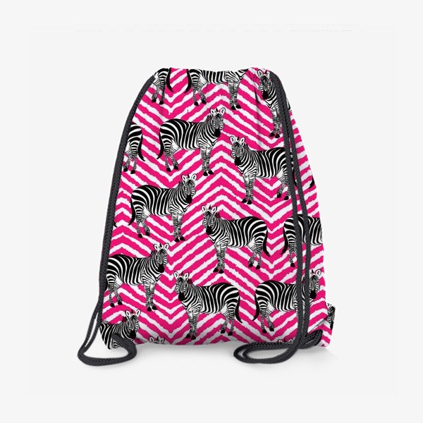 Рюкзак «Зебры принт на розовом геометрическом фоне для детей»