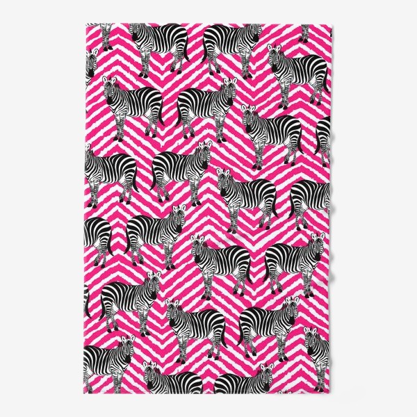 Полотенце «Зебры принт на розовом геометрическом фоне для детей»