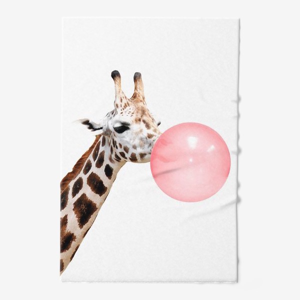Полотенце «Жираф с пузырем из жвачки забавная картинка для детей»