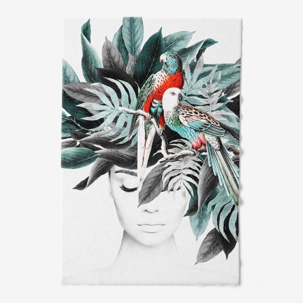Полотенце «Девушка и тропические растения»