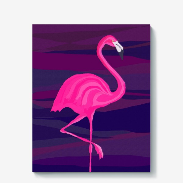 Холст «Фламинго Розовый темно фиолетовый фон Абстракция разводы»