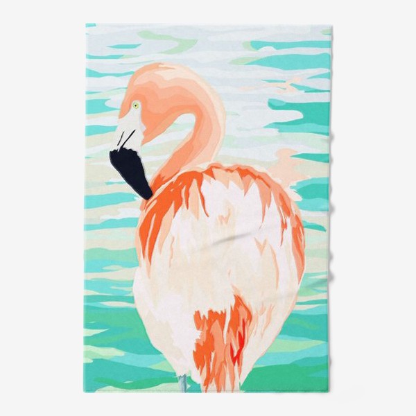 Полотенце «Фламинго Мятный фон Абстракция разводы»