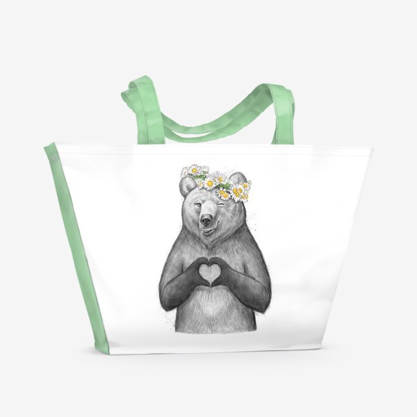 Пляжная сумка «Медведица с сердцем»