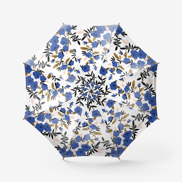 Зонт «Узор с цветами синего цвета»