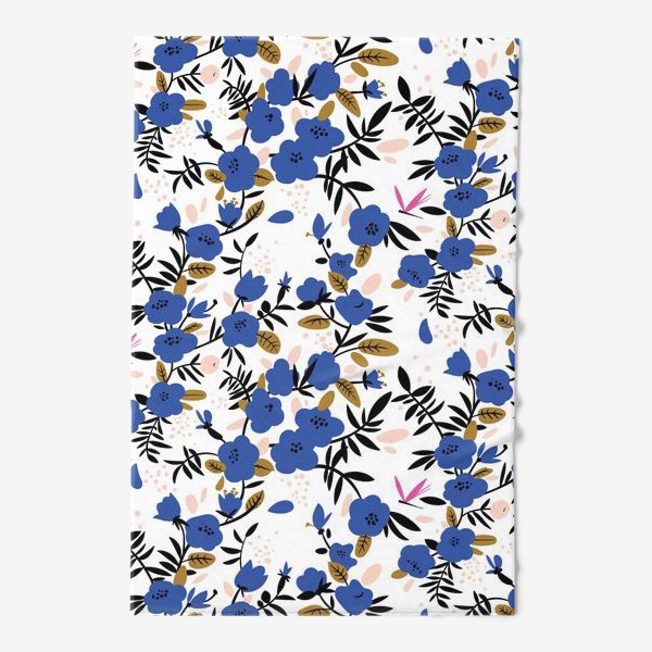 Полотенце «Узор с цветами синего цвета»