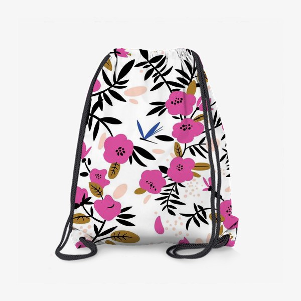 Рюкзак «Узор с розовыми цветами»