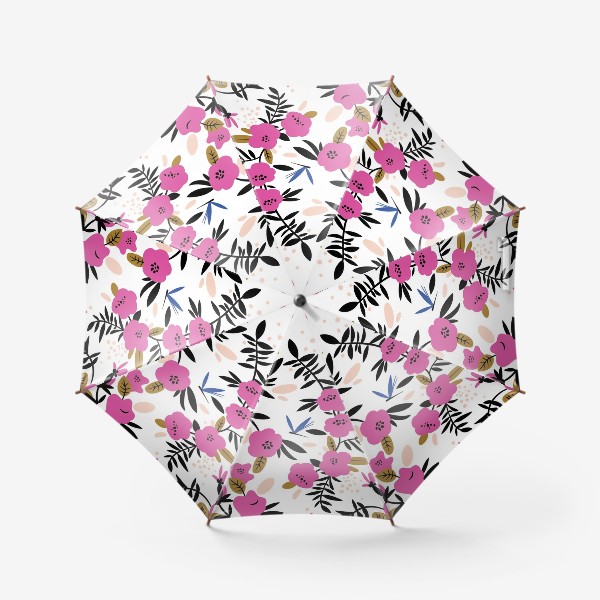 Зонт &laquo;Узор с розовыми цветами&raquo;