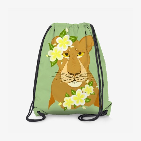 Рюкзак «Львица с цветами франжипани»