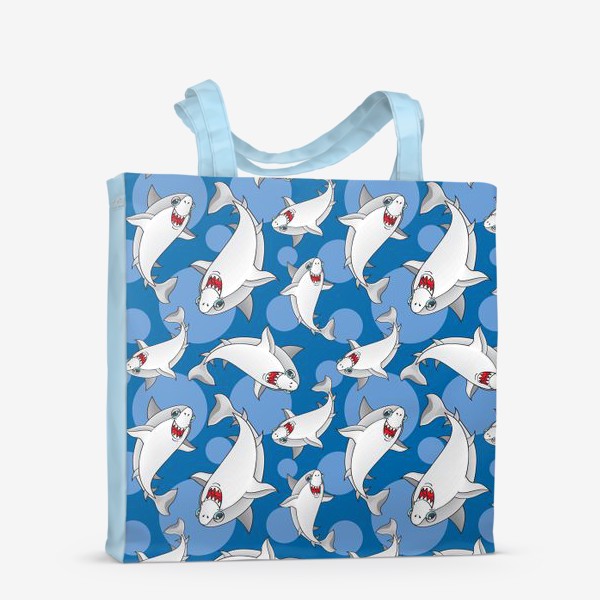 Сумка-шоппер «Бесшовный фон с акулами»
