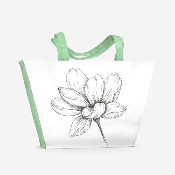 Пляжная сумка «Цветок. Чёрно-белый скетч»