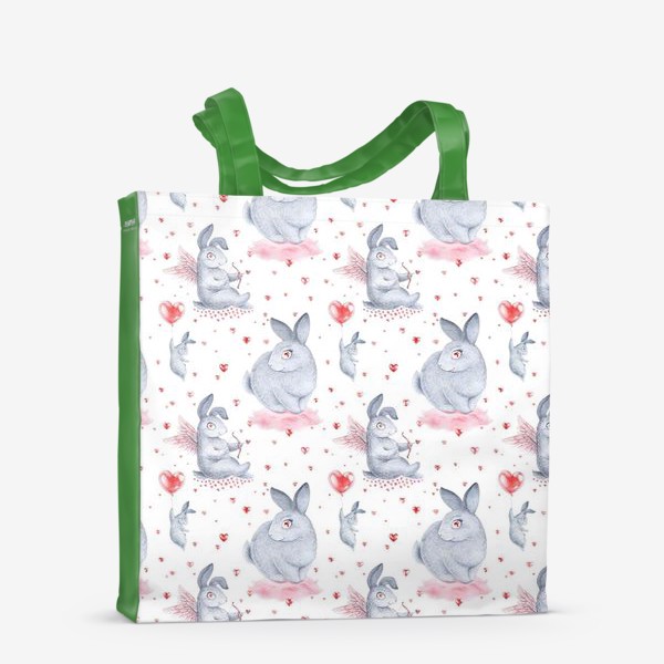 Сумка-шоппер «Влюбленные зайки2 (заяц, кролик, любовь, сердце)»