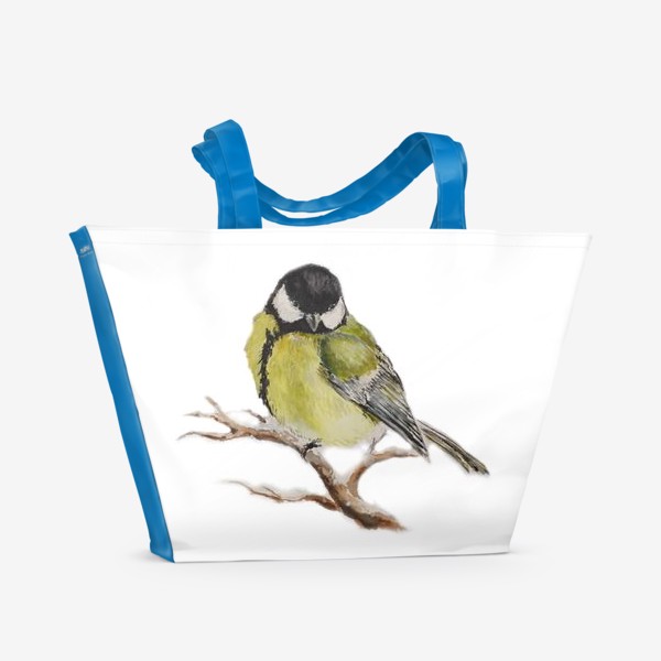 Пляжная сумка «птица- синица зимой»