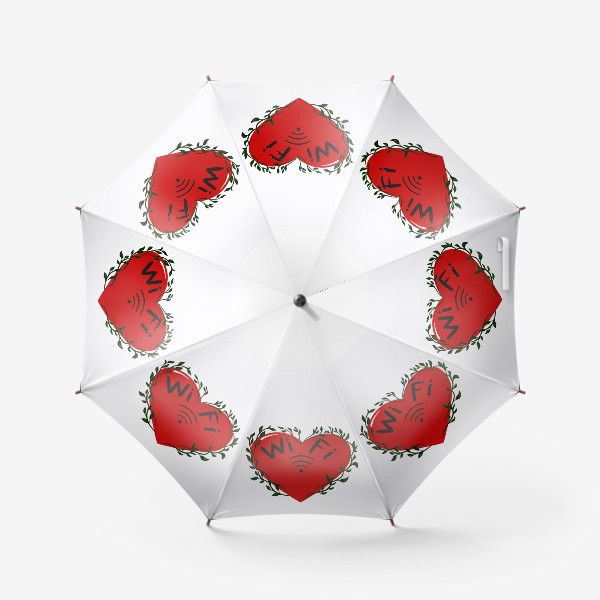 Зонт «Красное сердце. Вай Фай. WI FI . В лучах Wi Fi. Излучая любовь»